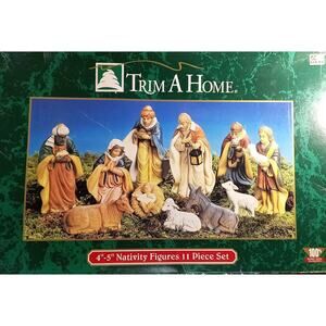 Vintage Trim A Home Kmart Holiday Nativity Set Figurines Christmas Small Plastic